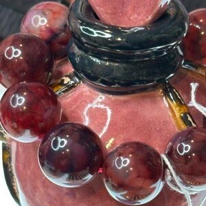Deep Crimson Dragon Vein Agate Bracelet 20mm Size 6.5